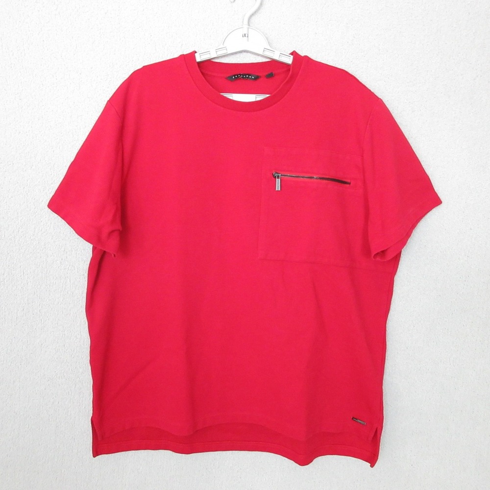 Sean John Mens 2XL Red Short Sleeve Crew Neck T-Shirt Pocket Zip Modern